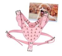 ROMISBABA pour Chien PU à Clous pour Confort Et De Mouvement De Tour De Poitrine De Cou Couleur Rose