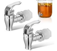 ROMISBABA Robinet pour Bidon Argenté 2pcs en Abs et Pp, Robinet de Remplacement pour Distributeur de Boissons Bec Verseur en Plastique, Facile à Installer Cuisine ou Mariage
