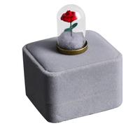 ROMISBABA Rose Éternelle Stabilisée sous Cloche en Verre avec Socle Métal Lisse, Ornement Décoratif Romantique pour Décoration D’intérieur et Bureau, Présent Saint-valentin en Boîte Velours