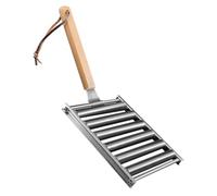 ROMISBABA Rouleau à Saucisses en Acier Inoxydable Support De Barbecue Extérieur pour Grillades De Saucisses Portable Manche en Bois Compact pour Camping Jardin Patio