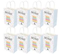ROMISBABA Sachets Présents D’anniversaire en Papier Kraft Blanc Motif Gâteau, 24 Petits Paquet pour Bonbons et Friandises, Emballage Léger pour Fête, Articles de Fête et Rangement D’en-cas