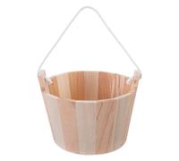 ROMISBABA Seau Poignée de Bois en Moyenne Corde, Capacité Sauna | Usage Sauna Traditionnel, Prise Confortable et Qualité Artisanale, Limite les Éclaboussures, Design Élégant