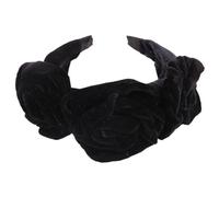 ROMISBABA Serrage-tête en Peluche Noir avec Grosse Fleur Dorée, Bandeau Élégant pour Femmes, Finition Fine, pour Fêtes et Engagements