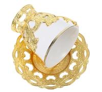 ROMISBABA Service à Café Turc 80ml en Alliage Cuivre Violet Doré avec Motifs en Relief, Tasses à Expresso Réutilisables Vintage, Ensemble de Tasses à Thé avec Soucoupes pour Dégustation