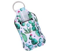 ROMISBABA Set de Flacons Rechargeables de 30ml avec Bouchon à Clapet Lot de 3 Bouteilles Vides Réutilisables avec Étuis en Néoprène Vert à Imprimé Cactus Porte-clés Pratique