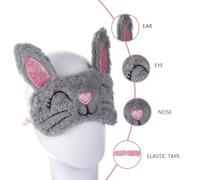 ROMISBABA Sommeil en Peluche Lapin Gris à Longues Oreilles, Bandeau Élastique Confortable, Cache-œil pour Garçon et Filles, pour Dormir, Voyager en Avion Train, 1 Pièce