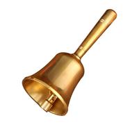 ROMISBABA Sonnette à Main en Laiton Cuivre Naturel Petite Cloche de Service Compacte pour Restaurant Cuisine Sonnette de Comptoir Métallique Multifonction pour Communication Rapide et