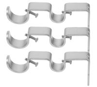 ROMISBABA Support Double Tringle à Rideaux Argenté Robuste et Élégant, Facile à Utiliser Lot de 3 Pièces pour Rideaux à Deux Couches, Cuisine et Bureau