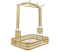 ROMISBABA Support Porte-Tasses Café en Métal Robuste 6 Places Carré Égouttoir Intégré, Rangement Pratique pour Mugs et Tasses à Thé, Organisateur de Comptoir Cuisine et Bar à Domicile