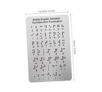 ROMISBABA Tableau D'apprentissage Du Braille 12×18,5 Cm En Acier Inoxydable Avec Points En Relief, Chiffres Et Ponctuation, Outil Pédagogique Pour Aveugles Débutants Et Malvoyants