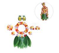 ROMISBABA Tenue Hawaïenne Jupe en Raphia et Accessoires Tour de Cou pour Événements Costume Plage Adulte
