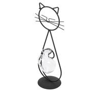 ROMISBABA Vase Hydroponique en Verre Support Chat en Fer, Design Simple Courbe, Sécurisé pour Plantes D'intérieur et Fleurs Séchées, Décor Créatif pour Bureau et Maison