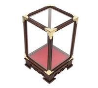 ROMISBABA Vitrine Transparente Bois Massif pour Objets Décoratifs et Statues Bouddha Boîte de Rangement Anti-poussière avec Socle Bois Présentoir Vintage pour Collection et Figurines Étui