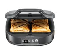 ROMMELSBACHER Appareil à croque-monsieur ST 1800, 4 sandwichs XL, revêtement antiadhésif, minuterie de 15 minutes, arrêt automatique, boîtier Cool Touch, 1800 W, gris ardoise