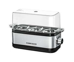 ROMMELSBACHER Cuiseur à œufs ER 300 - Pour 1 à 3 œufs - Dureté réglable - Surveillance électronique du temps de cuisson - Bol chauffant en acier inoxydable - Verre doseur avec pique à œufs - Enrouleur