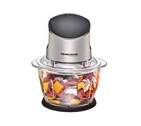 ROMMELSBACHER Hachoir multifonction MZ 400 - Moteur puissant, lame spéciale à 4 lames en acier inoxydable, récipient en verre 1 litre, noir/chrome brossé, 400 W