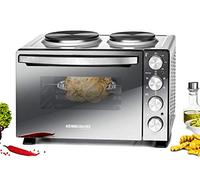 ROMMELSBACHER KLEINKÜCHE KM 3300-2 plaques chauffantes en fonte, espace de cuisson de 30 litres, chaleur supérieure, chaleur de sole, chaleur tournante, tournebroche, 3 niveaux d'insertion, double