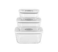 Rommelsbacher Lot de 3 récipients sous vide VCG 1, en verre borosilicate, sans BPA, résistants à la chaleur, passent au lave-vaisselle, au congélateur, avec tuyau de mise sous vide et adaptateur pour