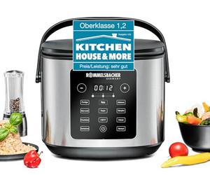 ROMMELSBACHER MRK 950 Cuiseur à riz multi-usages 12 programmes, départ différé 24 heures, technologie de chauffage 3D, économie d'énergie, revêtement en céramique, sans PFAS, volume utile de 3,5 l