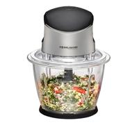 ROMMELSBACHER Multi Hacher MZ Moteur Puissant, spéciale à 4 Lames en Acier Inoxydable, récipient en Verre de 1,5 l, Noir/Chrome brossé, 500 W, Plastique, 1.5 liters