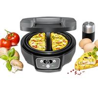 ROMMELSBACHER Omelett Chef OM 950 - Boîtier Cool Touch, plaques de cuisson extra profondes pour 2 omelettes, revêtement antiadhésif, minuterie 20 min, écran LED, voyants de contrôle, gouttière de