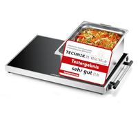 ROMMELSBACHER Plaque chauffante WPR 407/E Gastro - Verre tressé de sécurité en acier inoxydable - Réglable en continu - 40 à 105 °C - Surface 61 x 41 cm - Pour récipient 1/1 GN - Bouton marche/arrêt