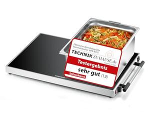 ROMMELSBACHER Plaque chauffante WPR 407/E Gastro - Verre tressé de sécurité en acier inoxydable - Réglable en continu - 40 à 105 °C - Surface 61 x 41 cm - Pour récipient 1/1 GN - Bouton marche/arrêt