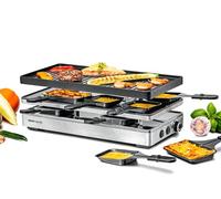 ROMMELSBACHER Raclette à pizza RCP 1800, plaque réversible (motif grill/crêpes), fonction pizza, revêtement antiadhésif en céramique (sans FAS), planche de parking, câble de 2 m, interrupteur marche