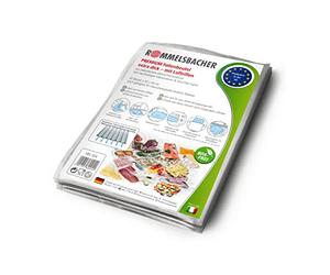 ROMMELSBACHER VBS 304 Lot de 50 sacs sous vide professionnels 30 x 40 cm, sans BPA, extrêmement solides et indéchirables, 210 μm, rainures d'air gaufrées, réutilisables, sous vide, fabriqués en