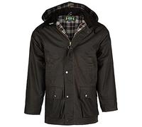 Romneys Veste cirée Country - Veste d'extérieur classique anglaise en coton ciré imperméable et coupe-vent - Veste de pluie robuste avec capuche pour homme et femme, Marron, XXS