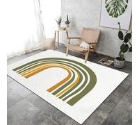 ROMOER Minimaliste Arc Arc-en-Ciel Imprimé Salon Olive Vert Non GLIP Planches De Plancher Lavables sans Glissement Respirant pour Le Salon Chambre Décor,