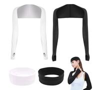 ROMOLY Ensemble pour Femme - Cache épaule et Bandeaux de Sport, Cache épaule Anti-UV et Bandeaux d'absorption de la Transpiration, Noir et Blanc.