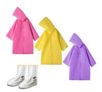 ROMOLY Lot De 3 Ponchos De Pluie Réutilisables, Imperméables Unisexes, Imperméables Portables en Eva, Ponchos De Pluie Légers avec Capuche pour Vélo, Randonnée, Camping, Voyage, Pêche