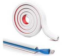 Romon 2m Goulotte Passe Cable Blanche, 1.5x1cm Goulotte Autocollante Découpable - Cache Cable TV Mural Semi-Circulaire pour TV, Ordinateur, Home Cinéma (D15)