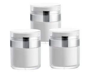 Romon 3pcs Flacon Pompe sans Air, Distributeur de Pompe sans Air, Pot à Pompe sans Air, Pot Creme Drunk Elephant, Contenant Crème Hydratante Rechargeable, Contenant Cosmétique Vide 15/30/50ML