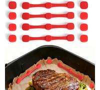 Romon 4 Clips Magnétique en Silicone pour Friteuse à Air, Aimants d'Air Fryer, Accessoires pour Papier Sulfurisé, Rouge