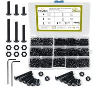Romon 580 Pièces M3 Vis Boulons et écrous,Jeu de Boulons en Acier au Carbone Jeu de Vis Mécaniques Noires visserie, pour Aux Ordinateurs, Aux Équipements Électroniques,Avec 2 clés hexagonales de L