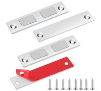 Romon Aimant Porte Placard, 2 Pièces Ultra Mince Loqueteaux Magnétiques Puissant Aimant de Porte Placard Cuisine Loquet Magnétique Vis Aimant Meuble Fermeture pour Tiroir, Armoire, Porte Coulissant