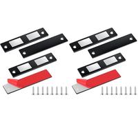 Romon Aimant Porte Placard, 2 Pièces Ultra Mince Loqueteaux Magnétiques Puissant Aimant de Porte Placard Cuisine Loquet Magnétique Vis Aimant Meuble Fermeture pour Tiroir, Armoire Coulissant, Noir