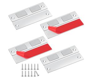 Romon Aimant Porte Placard, 4 Pièces Ultra Mince Loqueteaux Magnétiques Puissant Aimant de Porte Placard Cuisine Loquet Magnétique Vis Aimant Meuble Fermeture pour Tiroir, Armoire, Porte Coulissant