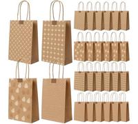 Romon Avec anse, Pochette Cadeau de 24 pièces avec 24 Autocollants pour Sac Cadeau Noel, Sachet Papier Kraft, sacs à sandwich, Sac Cadeaus Anniversaire, Sacs Cadeaux de mariage, etc.