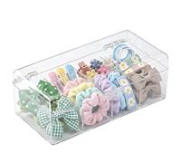Romon Boîte de Rangement Transparente, Organisateur Tiroir Salle de Bain 4 Compartiments, Porte Coiffeuse pour Bijoux Cheveux, Boite Tiroir Plastique Maquillage, 19.5×9×7.5cm