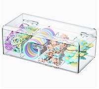 Romon Boîte de Rangement Transparente, Organisateur Tiroir Salle de Bain 4 Compartiments, Porte Coiffeuse pour Bijoux Cheveux, Boite Tiroir Plastique Maquillage, 19.5×9×7.5cm