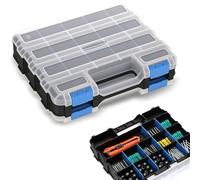 Romon Boite De Rangement Vis Double Face Avec 24 Compartiments Réglables, Serrures De Sécurité, En Matériau PP Robuste, 32x27x8cm Pour Vis Et Pièces bleu