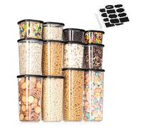 Romon Boite rangement cuisine Lot de 12, Boîtes Alimentaires en PP Lebensmittelecht avec Couvercle, Transparentes Empilables sans BPA, pour Céréales, Riz, Épices, Pâtes