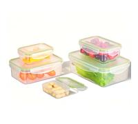 Romon boîtes Alimentaires 5 pièces - Conteneurs rectangulaires en plastique BPA-free, étanches et empilables pour le rangement alimentaire compatibles réfrigérateur