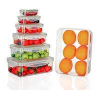 Romon Boîtes Alimentaires Hermétiques 7 Pièces, Plastique, Avec Couvercle, Sans BPA, Hermétiques Et Empilables, 0.12L À 3.8L, Adaptées Au Micro-ondes, Congélateur Et Lave-vaisselle