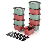 Romon Boites Alimentaires Hermétiques Anti-Fuite avec Couvercles, 10pcs Boite Rangement Plastique, Meal Prep Containers Hermétiques, Utilisables au Micro-ondes et Lave-Vaiselle, 350ml Vertes Rouges