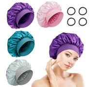 Romon Bonnet Satin, 4pcs Bonnet Soie en Satin Élastique pour Femmes Taille de tête Ajustable