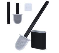 Romon Brosse Toilettes WC Silicone, Brosse WC avec Tête Flexible à Bossages en Caoutchouc & Base Ventilée, Montage Mural sans Perçage, pour Salle de Bain & Camping